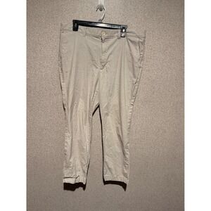 Roundtree & Yorke Mens 40x30‎ Khaki Beige Flat Front Chino Pants Casual